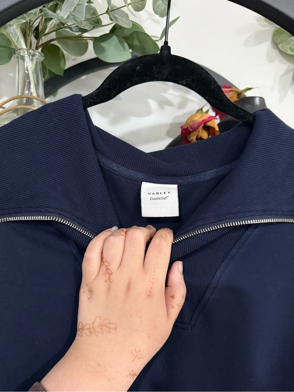 Varley DoubleSoft Catherine Half Zip Sweatshirt Navy Blue Size Small